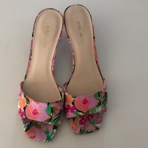 Nine West Women's Floral Sandals - Pink and Orange